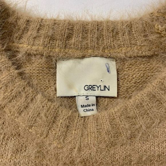 Greylin Bella Fuzzy Sweater Crew Neck Beige Small - Picture 10 of 10